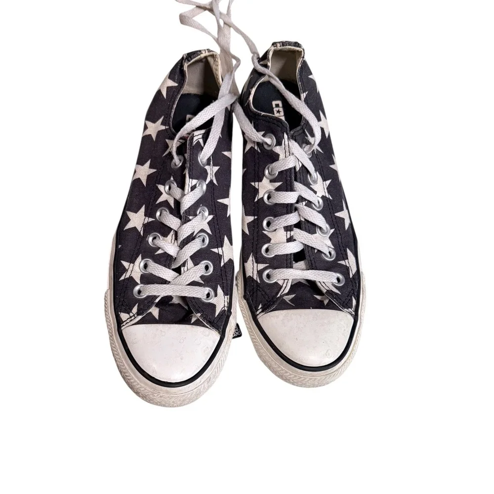 Converse Chuck Taylor All Star Low Top Star Print Sneakers Black White Women 8